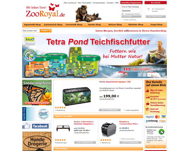 ZooRoyal Webseite