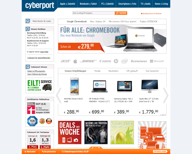 Cyberport Webseite