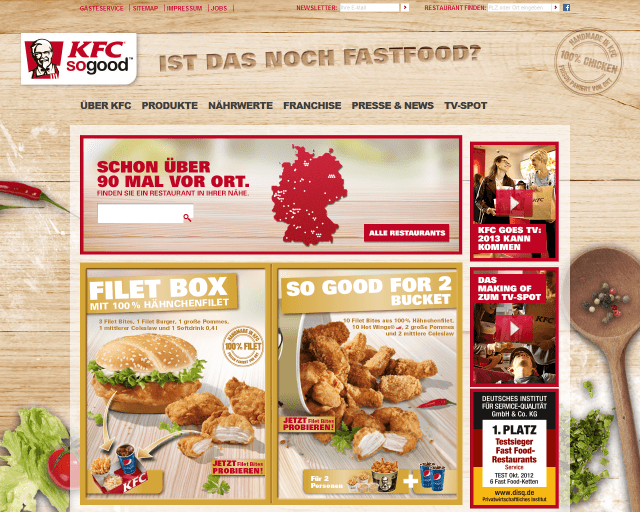 KFC Webseite